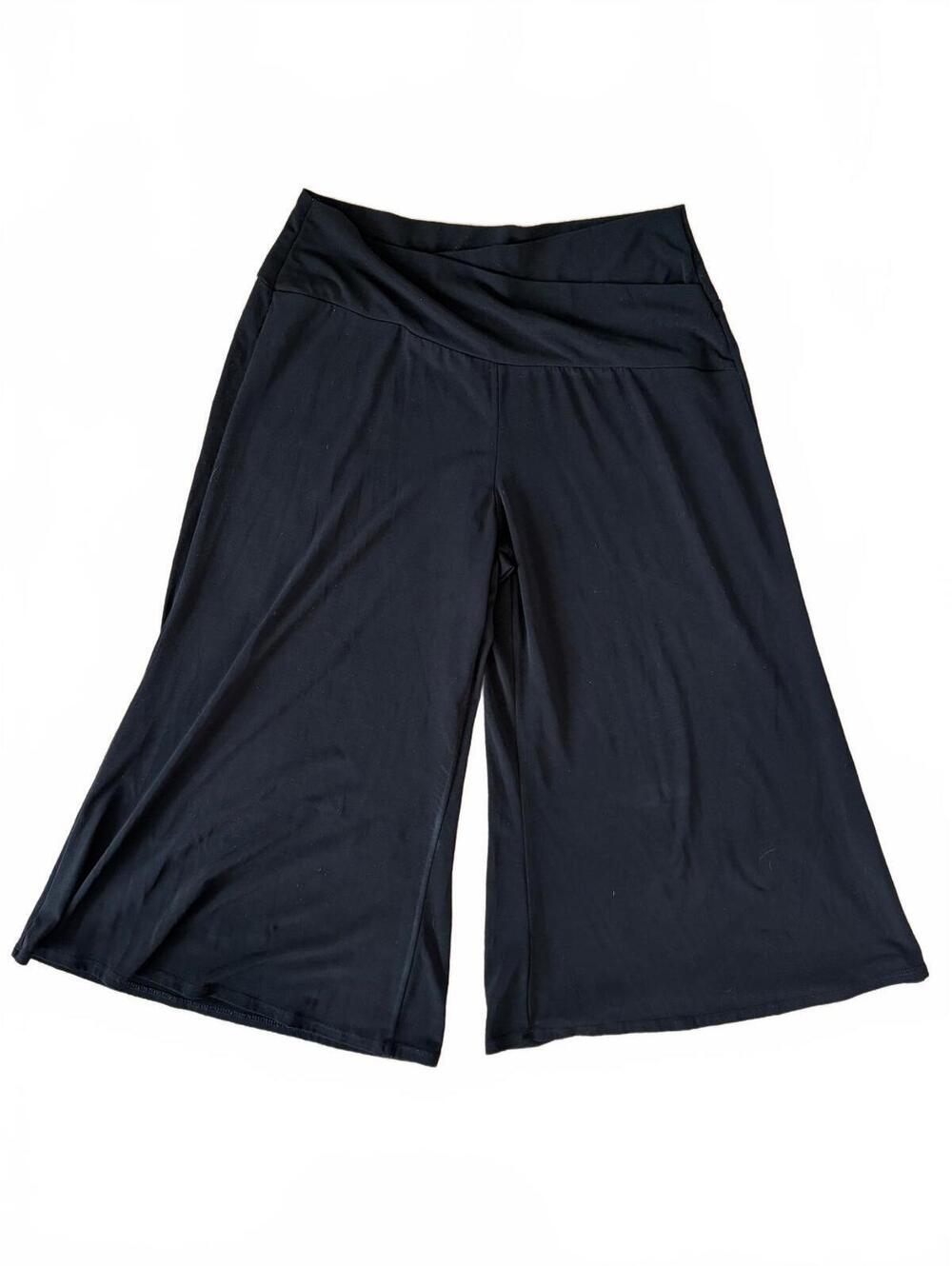 Vtg Ingredients Gauchos Black Wide-Leg Cropped Culotte Pull-On High Pants